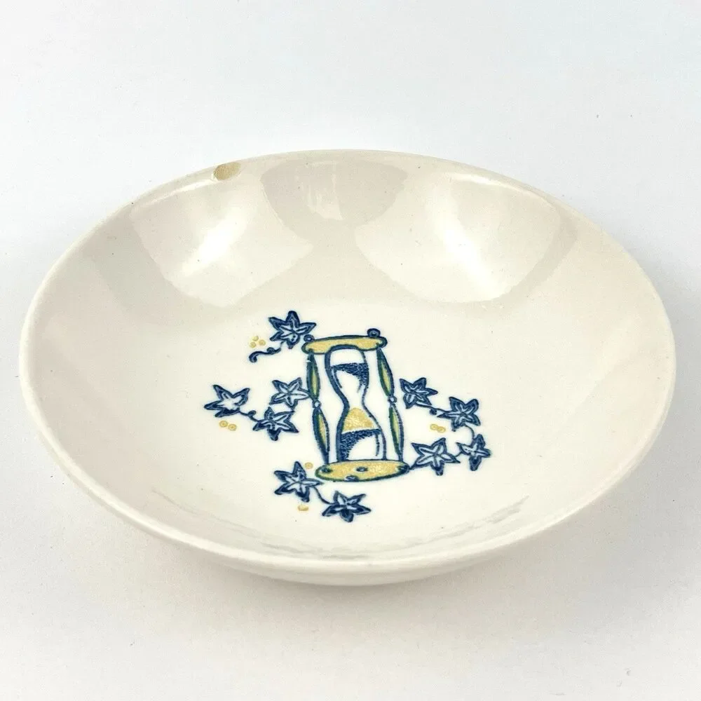 Vintage Stetson Ceramic Bowl Clock & Candle Hand Painted Hourglass
